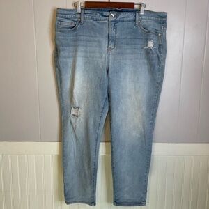 Energie Light Wash Distressed cropped Jeans boyfriend size 21